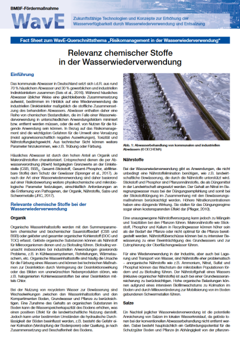 Relevanz chemischer Stoffe in der Wasserwiederverwendung